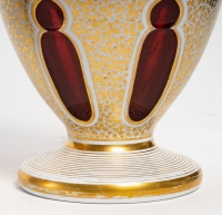 Paire de vase Bohem, pverlay émaillé d&#039;or, XIXème siècle