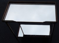 1970&#039; Bout de Canapé Rectangulaire Maison Baguès Plateaux Miroirs avec Galeries Ajourées 50,5 x 25,5 cm