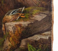 Tableau la partie de dés des chasseurs signée Jean MIEG 1842
