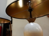 1950/70′ Paire de Lampes en Marbre Noir et Œuf d’Autruche Maison Jansen