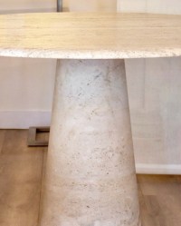 1960s Travertine Round Dining Table, Edited by Roche Bobois, France0