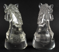Paire de bustes chevaux Baccarat en cristal