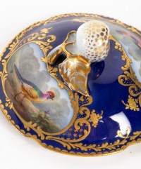 Trembleuse bleu de sèvres et or décors d&#039;oiseaux ( Paris 1800 )