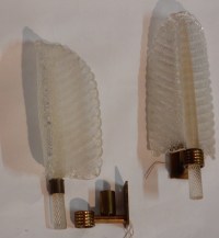 1950/70 3 Appliques Style BAROVIER &amp; TOSO en Cristal de Murano 38 x 13 cm