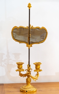 Lampe à écran de style Rocaille en bronze doré, circa 1880