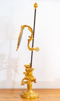 Lampe à écran de style Rocaille en bronze doré, circa 1880