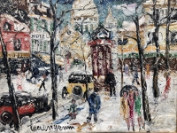 GENIN LUCIEN Paris Montmartre La Place du Tertre en hiver Huile sur toile signée