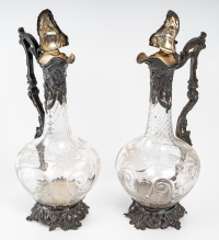 Paire de carafes en argent, XIXème siècle