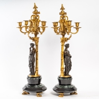 Paire de chandelier en bronze doré, XIXème siècle