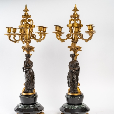 Paire de chandelier en bronze doré, XIXème siècle|||||||||