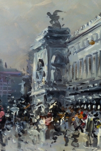 Albert Tissandier (1839-1906) Place de l’Opéra Paris huile sur toile vers 1870-1880
