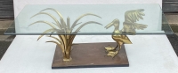 1970′ Table Basse Pélican Et Roseau En Bronze De Christian Techoueyres