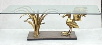 1970′ Table Basse Pélican Et Roseau En Bronze De Christian Techoueyres