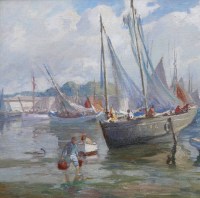 BARNOIN Henri tableau 20ème siècle Bretagne port de Concarneau Peinture huile sur toile signée