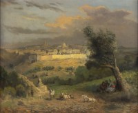 Tableau Jérusalem depuis le Mont des Oliviers 19e siècle