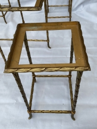 1970′ Table Basse Maison Baguès ou Charles ou Jansen En Bronze Doré Et Ses 4 Tables