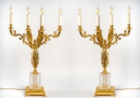 Paire de candélabres à 4 bras de lumières. XIXème siècle.