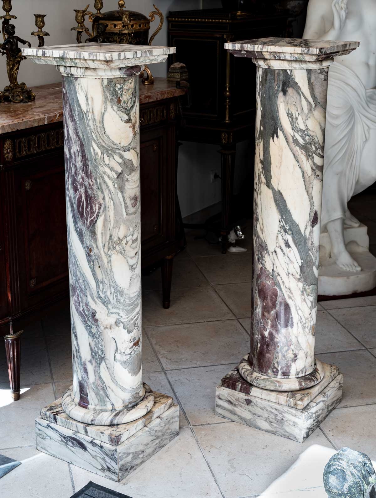 Paire de colonnes en marbre, Début XIXème siècle||||||