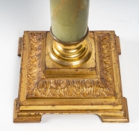 Une lampe à pétrole en onyx et bronze doré fin XIXème siècle