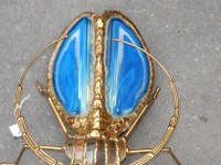 1970&#039; Applique Scarabée  de Fernandez ou Duval Brasseur avec Ailes en Agate Bleue 30 X H 35 cm