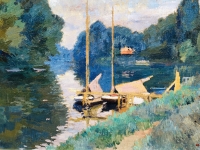 PINOT Albert La Seine à Argenteuil en 1926 Huile sur toile signée datée titrée