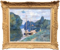PINOT Albert La Seine à Argenteuil en 1926 Huile sur toile signée datée titrée