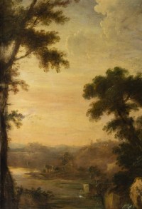 Paire de tableaux paysages italiens 18e siècle