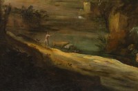 Paire de tableaux paysages italiens 18e siècle