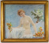 A Woman With A Bouquet Of Nasturtiums.