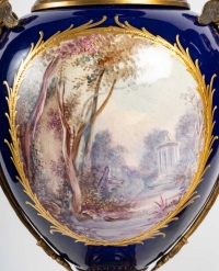 Paire de vases couverts en porcelaine de Sèvres , XIXème siècle