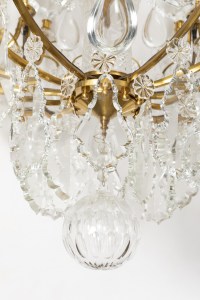 FRENCH LATE 19th CENTURY LOUIS XV PERIOD ORMULU AND CRYSTAL CHANDELIER