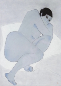 Anna Sylverberg, pastel à l&#039;huile, série de nus, monogramme AS 1962