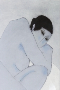 Anna Sylverberg, pastel à l&#039;huile, série de nus, monogramme AS 1962