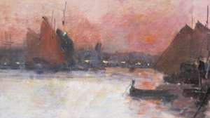 Eugène Galien-Laloue (1854 - 1941): Harbor scene in Rouen.