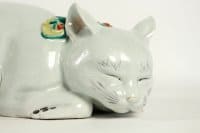 Sculpture de chat en porcelaine japonaise circa 1880