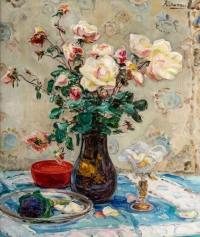 Angelina DRUMAUX (1881-1959). Bouquet de roses.
