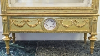 Vitrine De Style Louis XVI, d&#039;époque N. 3, En Bois Sculpté, Doré à La Feuille D’or
