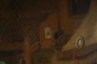 Ecole Belge du XIXème siècle monogramme GVH La famille dans son intérieur huile sur panneau
