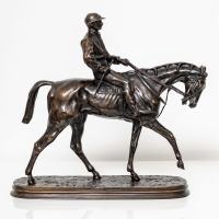 Sculpture - Jockey à Cheval Par Pierre - Jules Mêne (1810 - 1879) - Bronze