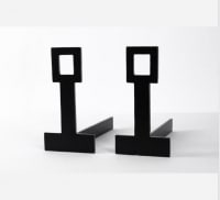 1940s Pair of Wrought Iron Cubist Chenets