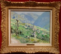 HERVE Jules René Peinture 20è siècle Village de Orcières Pyrénées Huile sur toile signée