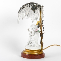 Une lampe en biscuit et bronze fin XIXème siècle