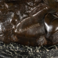 &quot;La prairie et le ruisseau&quot; bronze patine signé Raou Larche soit Decauville fondeur