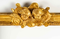 Cadre à pastel en bois doré sculpté d&#039;époque Louis XV