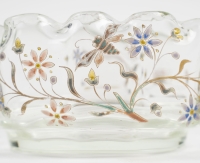 Cristallerie émile Gallé, Coupe Polylobée En Verre émaillé à Décor De Libellule, Art Nouveau