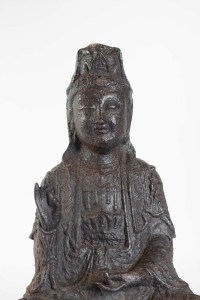 Bouddha En Fonte De Fer, Patine Brune, Datation Inconnue