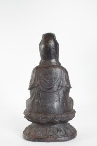 Bouddha En Fonte De Fer, Patine Brune, Datation Inconnue