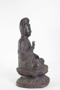 Iron Cast Buddha, Brown Patina, Unknown Dating