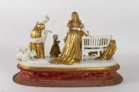 Groupe :Napoléon Ier et ses proches (porcelaine blanche et or )19e siècle