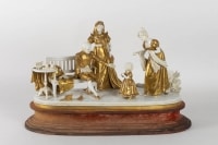 Scène Napoléon 1er et sa famille en porcelaine blanche et or 19e siècle